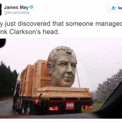 Cabeça de Jeremy Clarkson anda na estrada